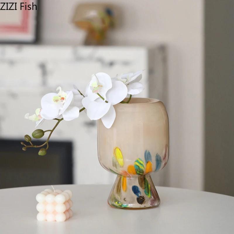 Creative Painted Glass Vase Mushroom Shaped Floral Vases Table Decoration Flowers Arrangement Plant Pots Room Aesthetic Decor