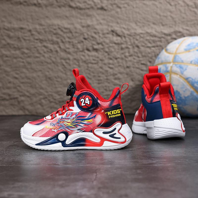 

Boys sports shoes Boys breathable children s physical rotating buckle mesh running shoes Basketball shoes New 2025 40