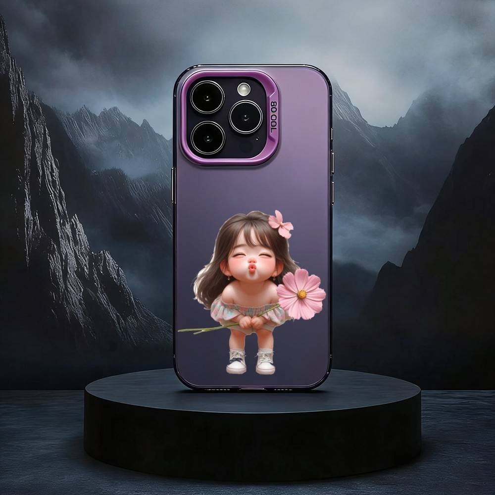 C-Cartoon Cute Baby Girl Black Candy Silver Phone Case Phone Case For iPhone17,16,15,14,13,12,11 Plus,Pro Max