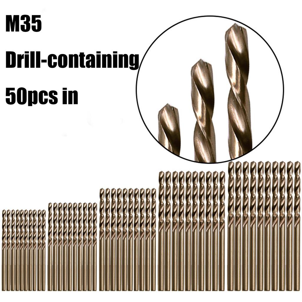 M35 Drill Bit Set Stainless Steel Metal Iron Steel Plate Punching Drill High Speed Steel Drill Bit 50 Pieces(1mm/1.5mm/2mm/2.5mm/3mm)