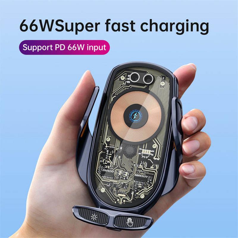 New V6 High Quality Punk Style Fast Wireless Charging Mobile Phone Holder Mobile Installation Mobile Phone Charger 66W