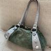 Y2k Punk Stil Schultertasche Vintage Patchwork Große Kapazität Unterarmtasche Nieten Diamant Dekor Damenmode Pendler Handtasche