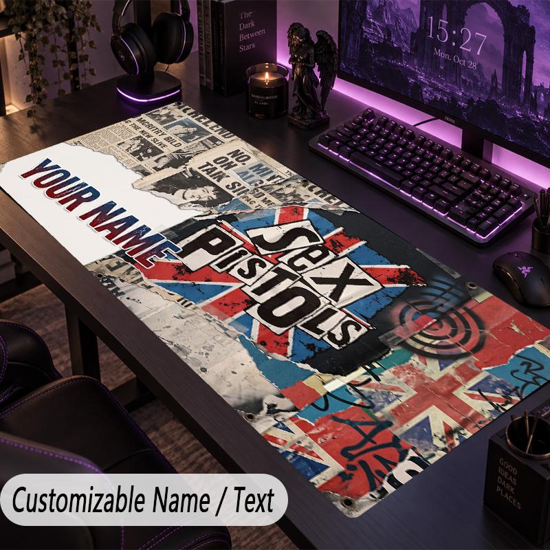 Large Mouse PadSex Pistols Custom Name Text Personalized Desk Mat Non Slip Gaming Pad