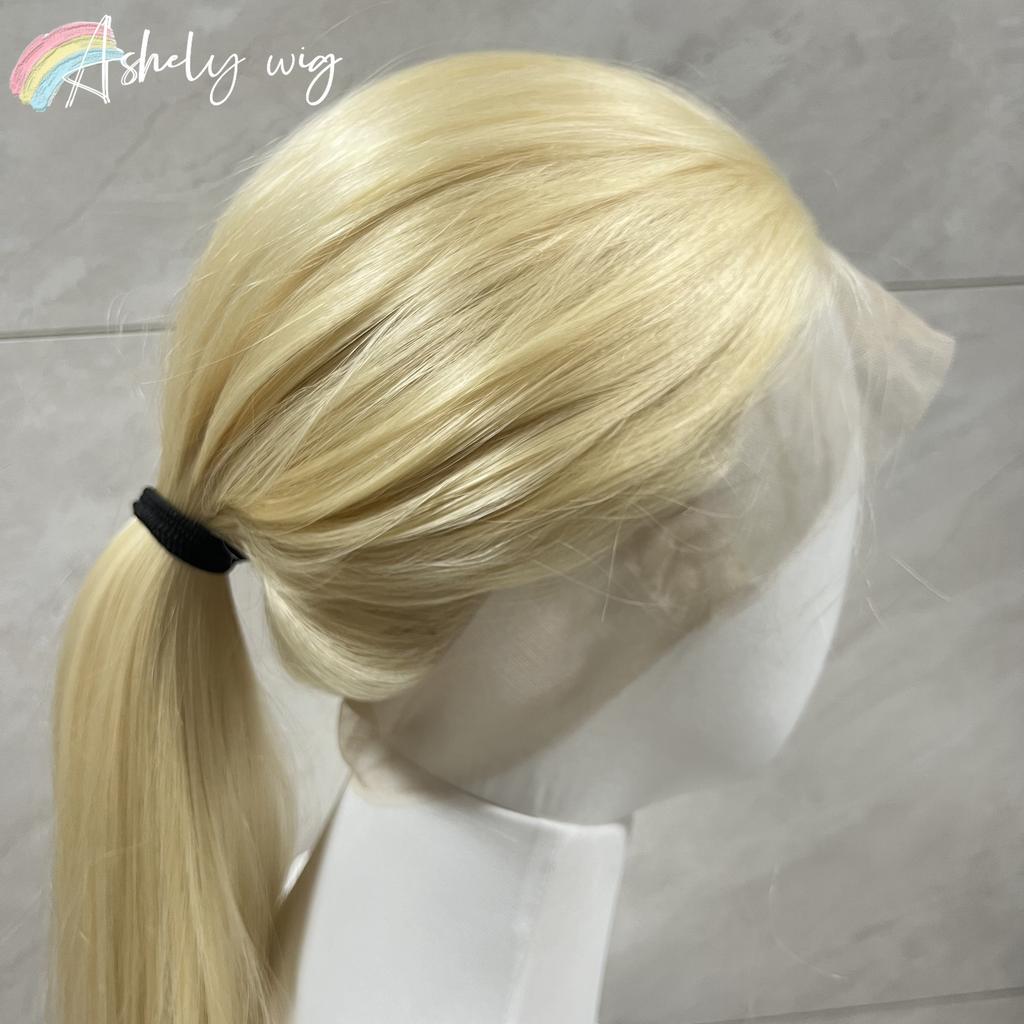 Perucă Ashely Full Lace Blonda 13x4 Lace Front Wigs Lung Drept Aspect Natural Perucă Sintetică Lace Frontal pentru Utilizare Zilnică Cosplay