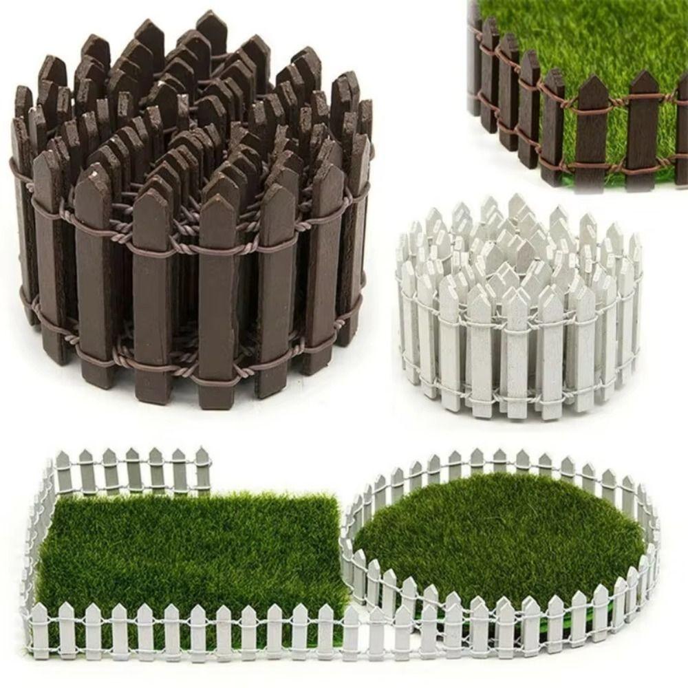 90x5cm Mini Fairy Garden Fence Natural Wood Miniature Picket Fence  Indoor Courtyard