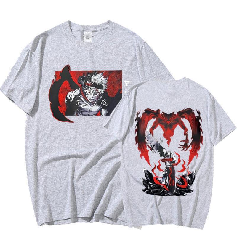 Japansk Anime Black Clover T-shirt Asta Dubbelsidig grafisk T-shirt Harajuku Summer Casual Cotton Oversized T-shirts Par
