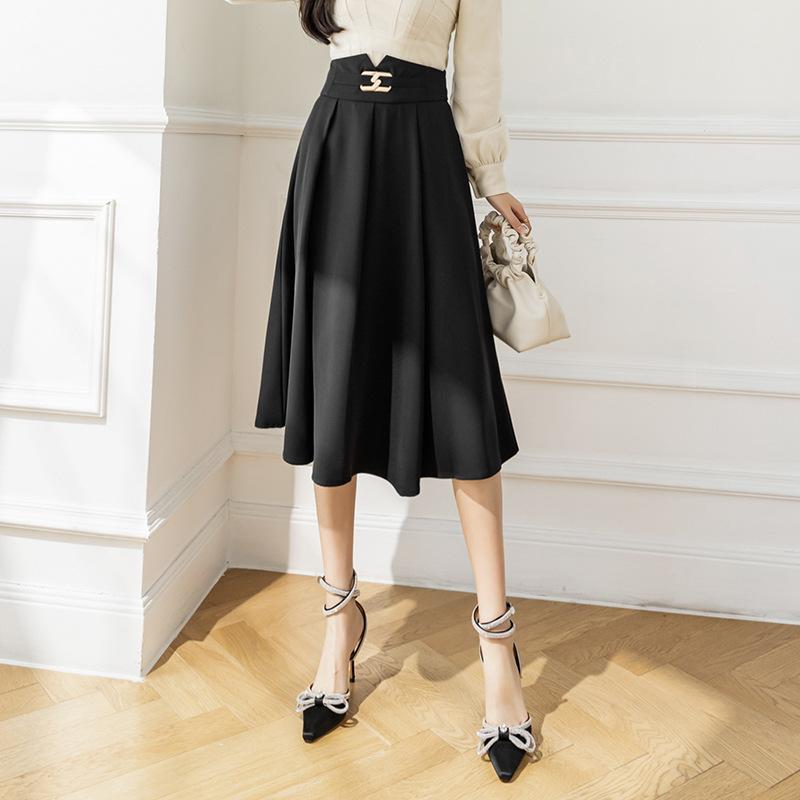Dámská ležérní sukně Jaro a léto Jednoduché Retro Móda Závěs Středně dlouhá Volná sukně do A Šik Elegantní Dámský Trend