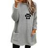 Autumn/Winter Women's Paw Print Double-sided Fleece Sweatshirt with Pockets