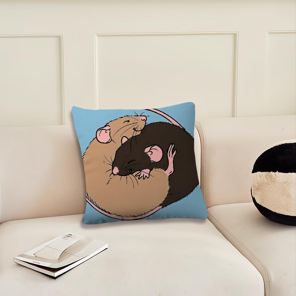 Süßer Cartoon-Ratten-Kissenbezug Kissenbezug Dekoration Zimmer Zuhause Sofa Wohnzimmer Büro Auto Nordische Schlichtheit