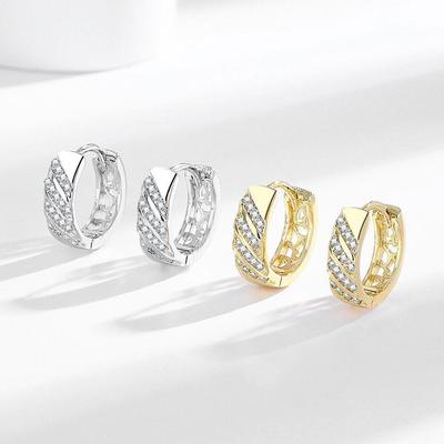 Minimalistische Ohrringe im europäischen und amerikanischen Stil, 18 Karat vergoldet mit Zirkonia