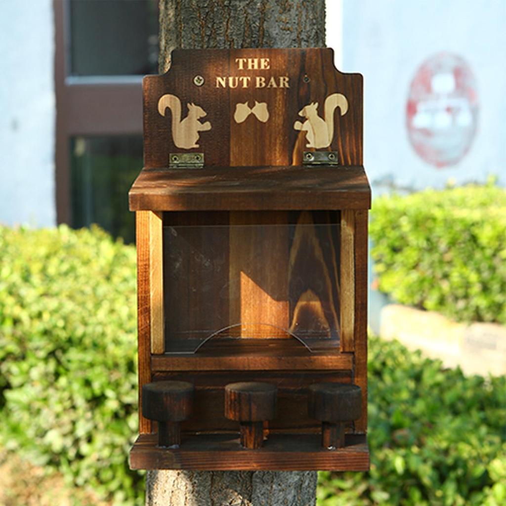 Squirrel Feeders with 3 Small Stool Outdoor hanging pet food storage box squirrel picnic table feeder for garden decoration