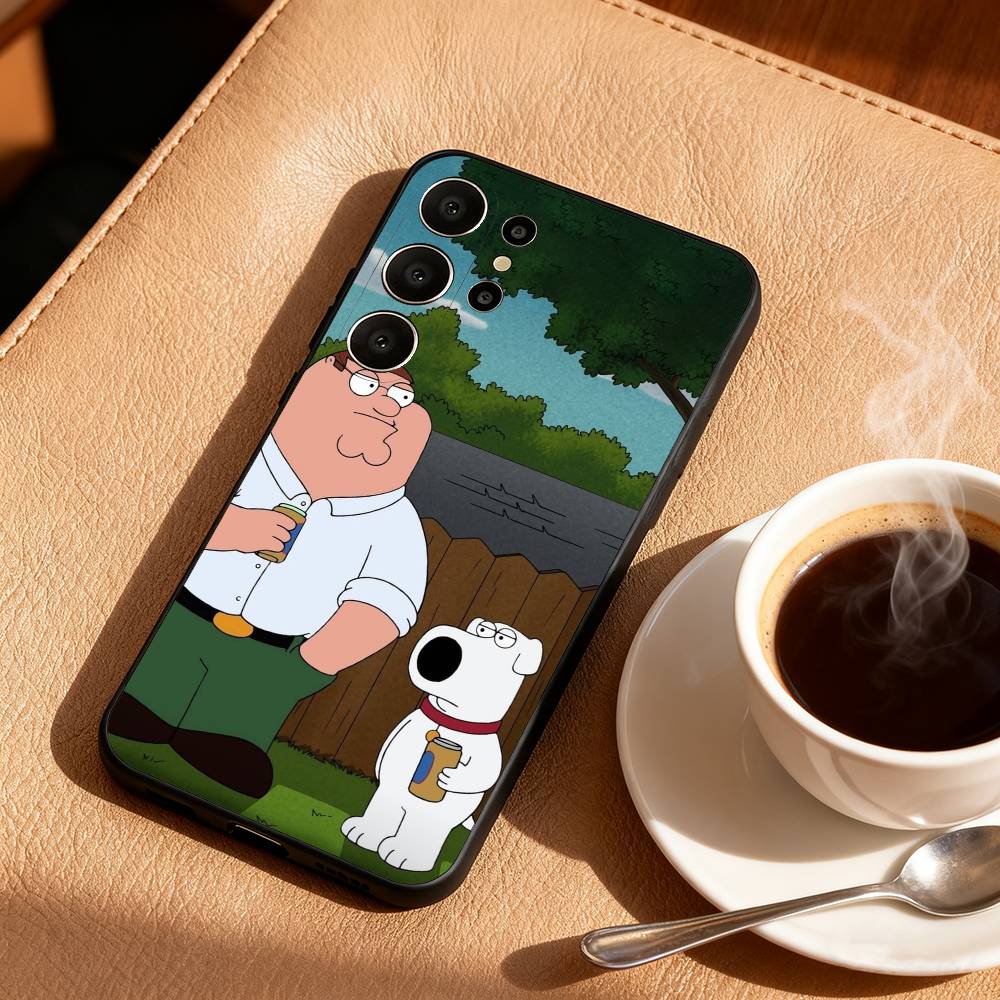 F-Family Funny G-Guy Phone Case For Samsung S26,S25,24,23,22,30,21,10,9,Ultra,Plus,Lite,FE Soft Black Case
