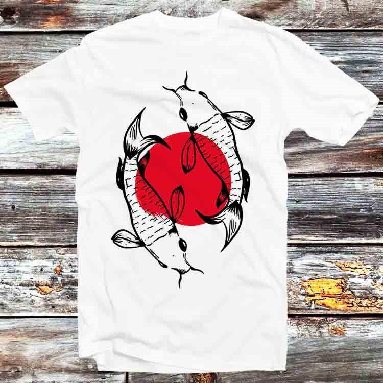 Japanese Koi Fish Sunset Blossom Limited Red Edition T Shirt B1302