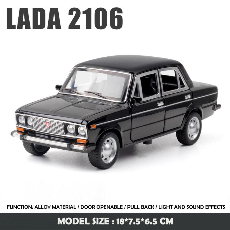 Simulation 1:24 LADA Vintage Car Model Die Casting Metal Toys Vehicles Sound and Light Children Boys Gift Voiture Miniature