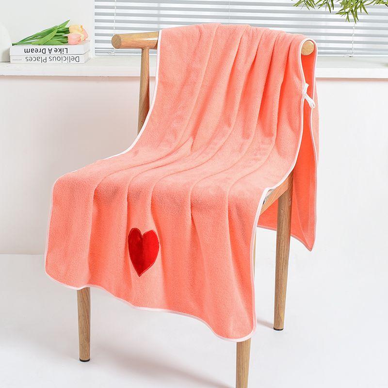 Neues Pfirsichherz Korallenfleece Badetuch Weich Saugfähig Nicht Abwerfend Haar Liebe Handtuch 70 * 140 Schnelltrocknend