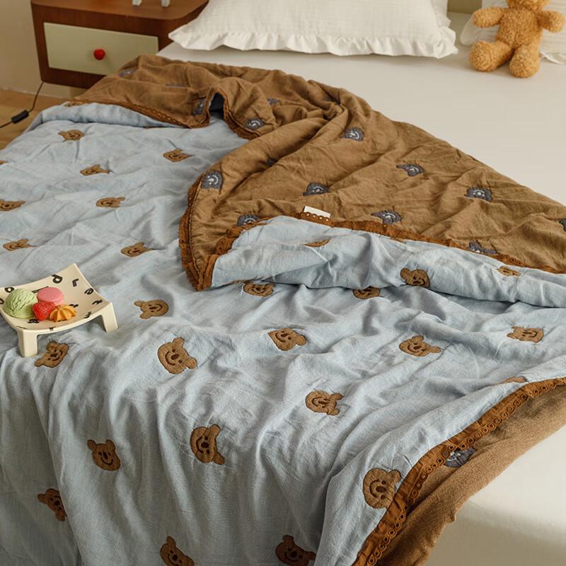 OEING Cartoon Children s 5-Layer Gauze Summer Puff Quilt 150x200cm