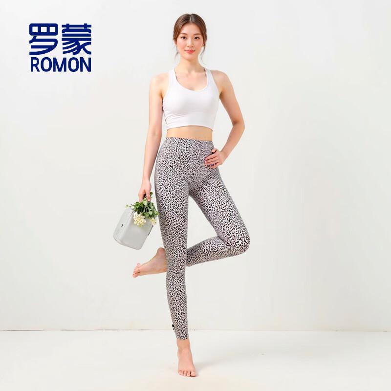 ROMON Women's High-Waist Leopard Print Shark Leggings