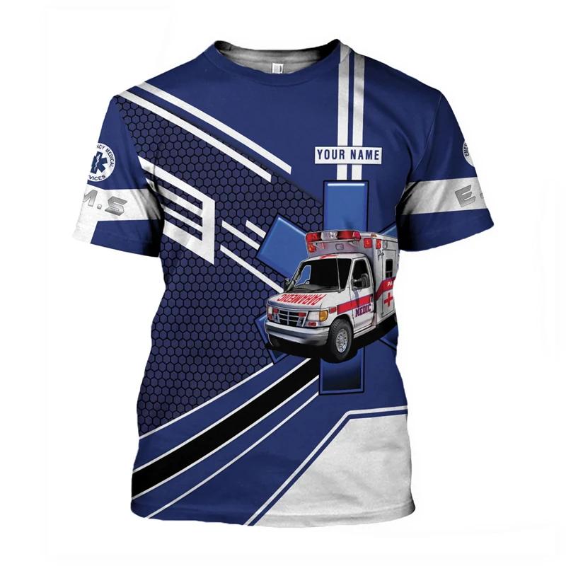 ETST 009 2025 nieuwe naam gepersonaliseerde cosplay ems t paramedicus emt werker retro t-shirts retro 3D geprint casual vintage t-shirt 6XL