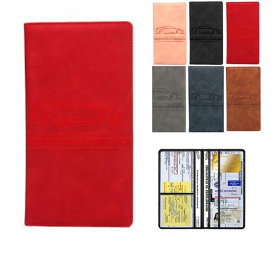 Slim Leather Suede Electronic Vehicle Registration Holder Andsand. (Red)