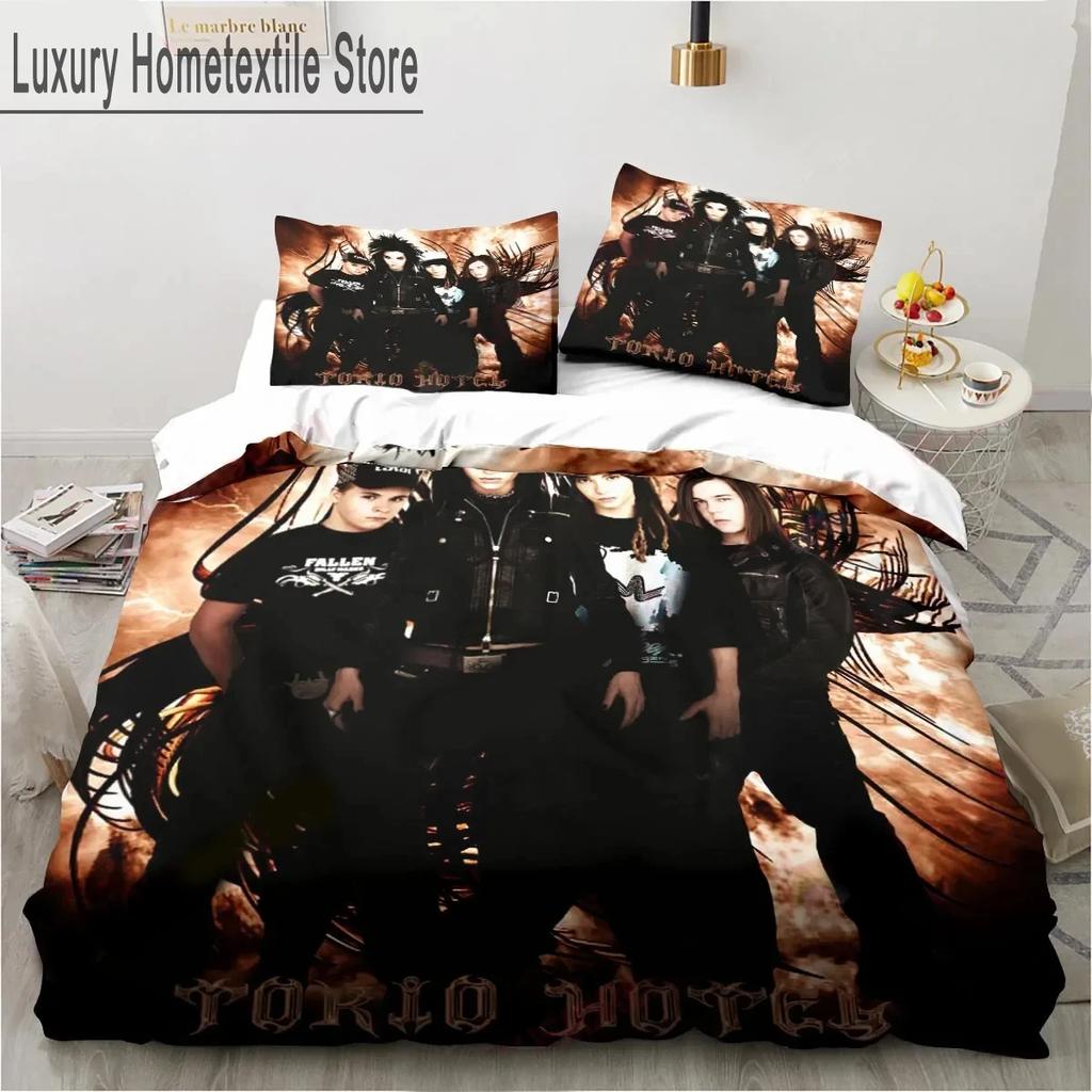 3D-Druck Tokio Hotel Bettwäsche-Set für Jungen und Mädchen, Zwillings-, Queen- und King-Size-Bettbezug, Kissenbezug, Bett für Jungen, Heimtextilien