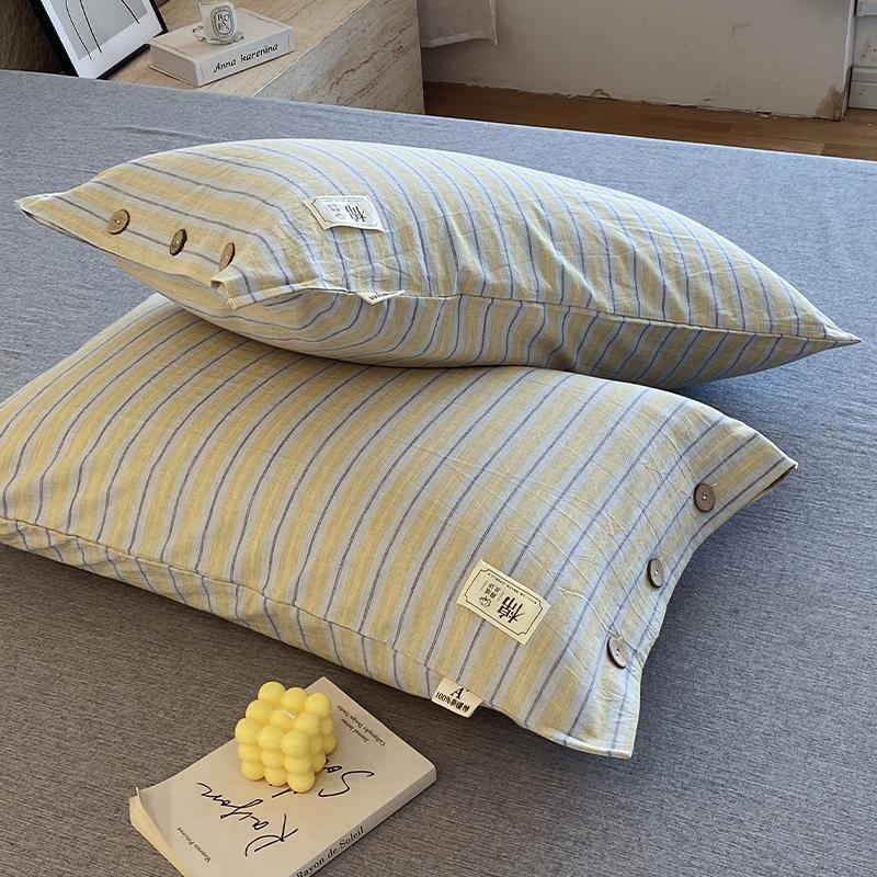 Zestaw 2 poszewek na poduszkę pojedynczą z czystej bawełny i lnu z wewnętrznym wkładem w całości bawełnianym, 48cm x 74cm