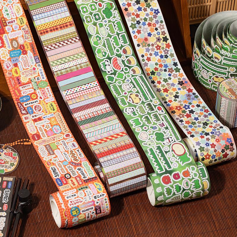 50mm*2m Retro Japanese Y2K Glitter Decoration Adhesive Tape Planner Handbook DIY Scrapbooking Journal Collage Material Stickers