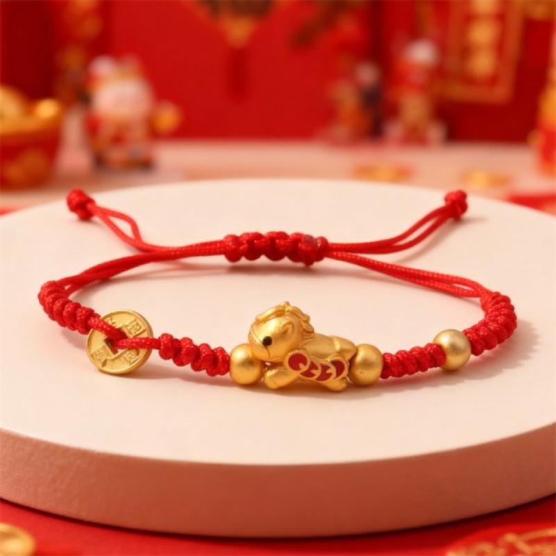 Weaving Red Rope Lucky Bracelet For Year Of The Horse Braided Rope Bracelet Beads Bracelet Jewelry Accessories  Year Gifts