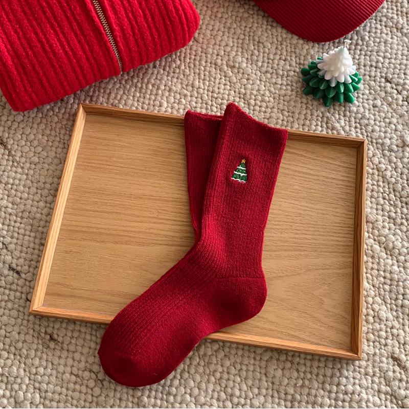 

Suxinaimin Christmas Snowman Embroidered Mid-Tube Socks - Trendy Autumn/Winter Gift One Size