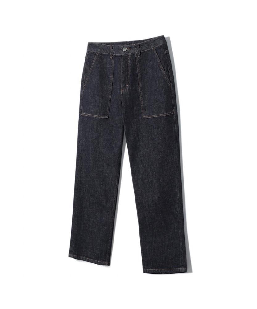 NOTIG One-Pleat Loose Fit Fatigue Denim Pants Blue_Okg3Ptlp101B1
