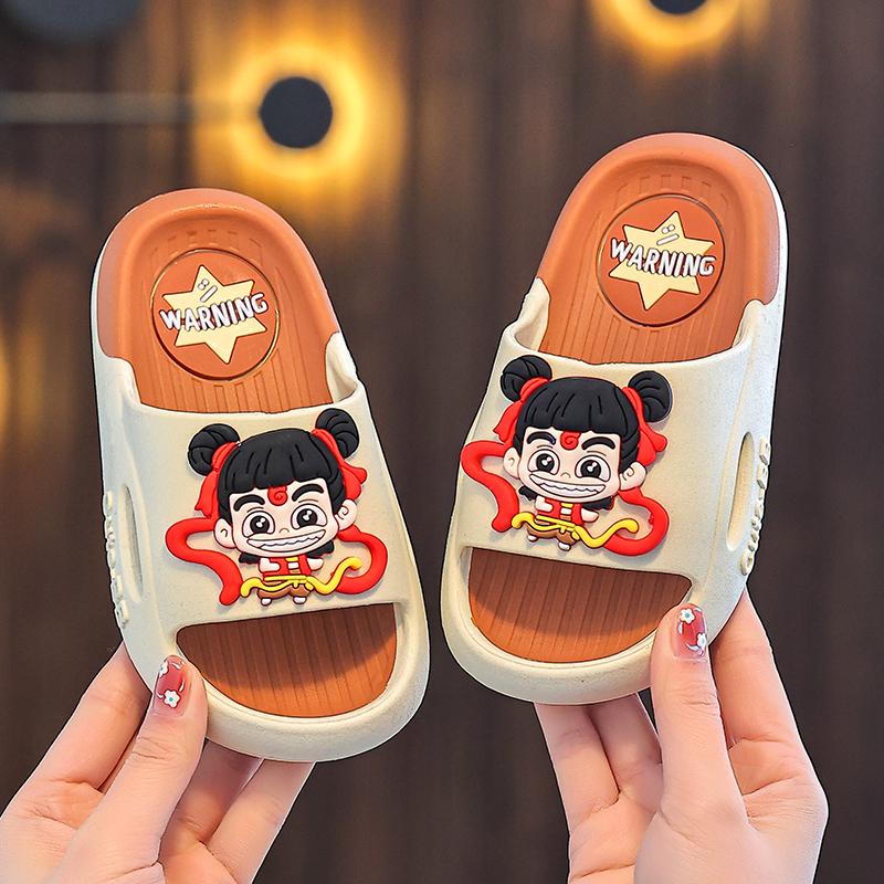 Children's Non-slip Summer Slippers - Boys' & Girls' Nezha and Ao Bing Styles 2025