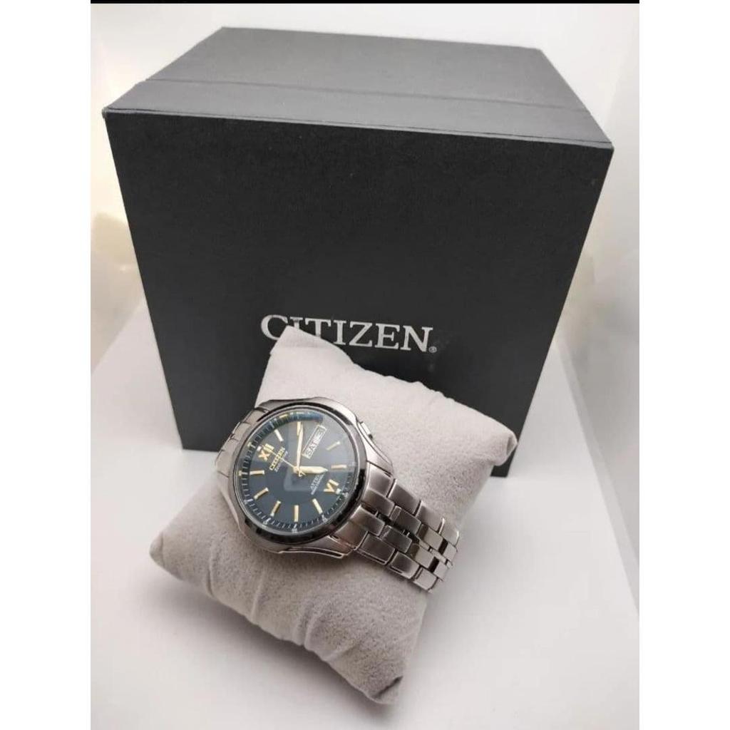 Used [Secondary Battery Replaced] Citizen Attesa Radio-Controlled Solar Watch Titanium Navy Dial