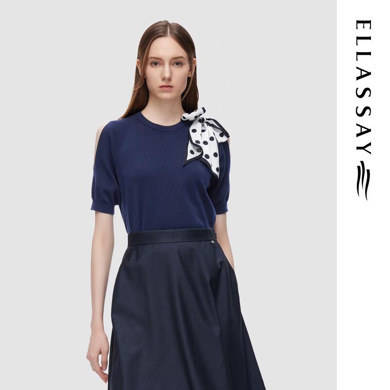 

ELLASSAY Женский пуловер из мериносовой шерсти с деталью-шарфом S