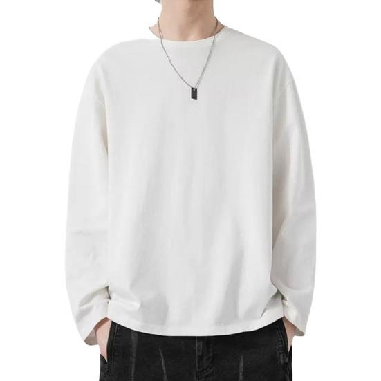 Men Sport Top Loose Pure Color Round Neck Quick-drying Plus Size Mid Length Long Sleeves Homewear Gym Running Basketball T-shirt