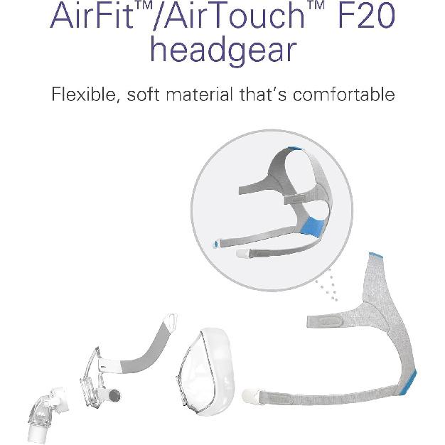 F20 1 упаковка головного ремня для CPAP-маски Resmed AirFit F20 с магнитными застежками, Запасные ремни головного крепления, совместимые с маской Resmed Aritouch F20 - Мягкий плюш