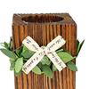 Wooden Tealight Candle Holder Rustic Wood Pillar Candle Stand with Bow Vintage Table Centerpiece for Fireplace Living Dining Room