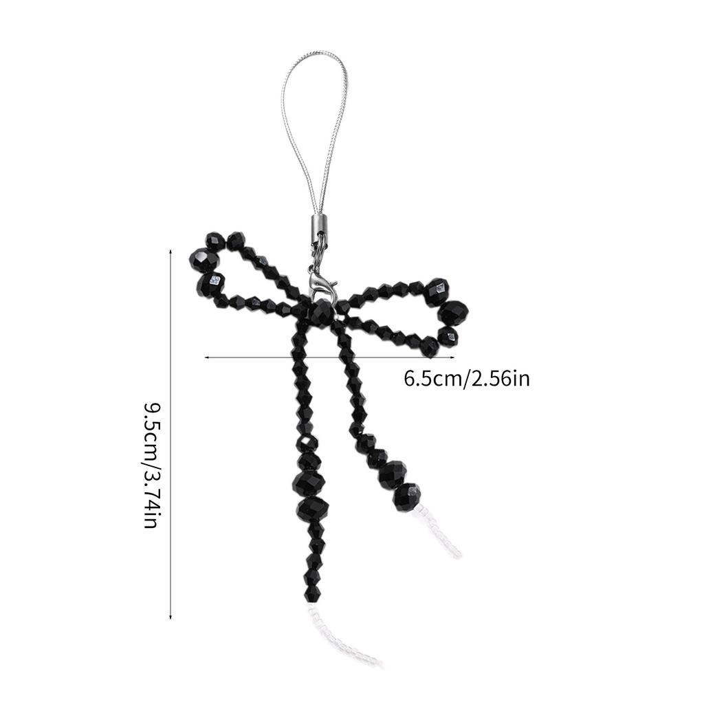 Fashionable Bowknot Phone Lanyard Keychain Handmade Crystal Beads Keyring Butterfly Bow Phone Charm Antilost Strap