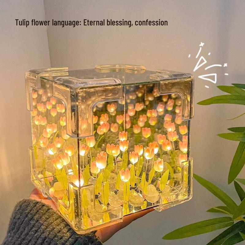 Tulpen Nachtlicht DIY Kit - Rubik's Würfel Blumenschmuck für Mädchengeburtstag