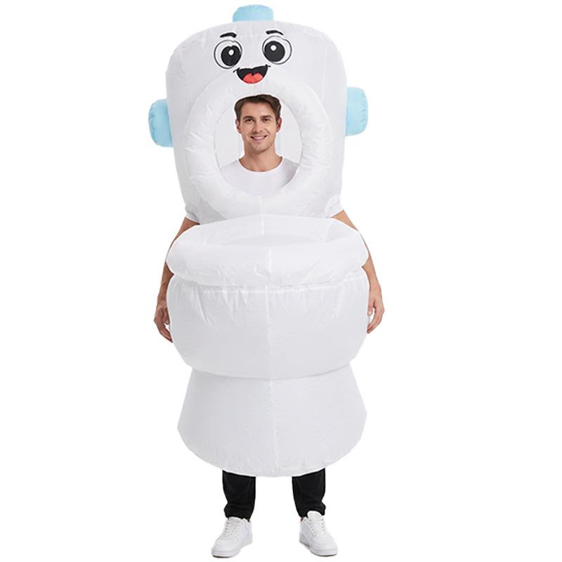 Bear And Girl Unisex White Toilet Inflatable Costume, Adult 150-190Cm