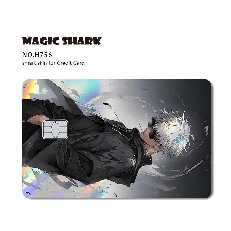 1 stuks Voorzijde J-Jujutsu K-Kaisen Anime Laser Holografisch Itadori Yuji Megumi Gojo Credit Debit Bankkaart Sticker Folie Skin (as the picture,Large Chip)