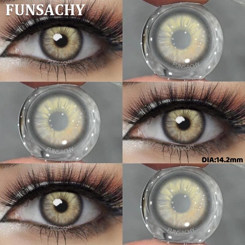FUNSACHY 1 Pair Colored Contact Lenses Natural Big Black Eyes Blue Green Soft Contact Lenses for Women Brown Gray Contact Lenses