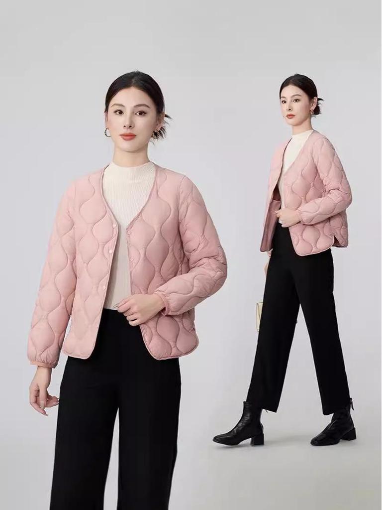 Lightweight Collarless Cotton Jacket for Autumn/Winter - Warm, Slim Fit for Home or Outdoor Use