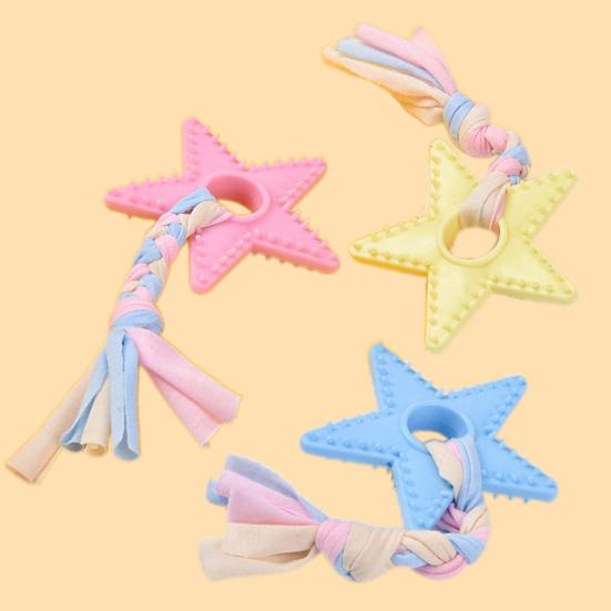 Hundespielzeug Sternform Welpen Zahnungsspielzeug mit geflochtenen Stoffstreifen Interaktives Hundezahnreinigungsspielzeug für kleine und mittlere Hunde