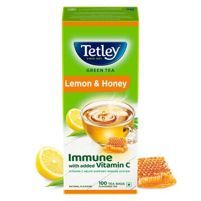 Tetley Zelený čaj Citron a Med 100 čajových sáčků 140g S vitamínem C Přírodní příchuť