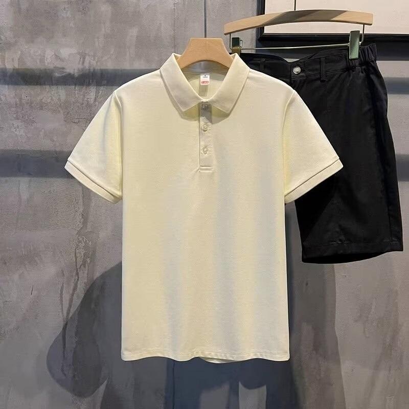 Men's Polo Shirt Summer New Short Sleeve Solid Color Turn-down Collar Casual Slim Fit Tops