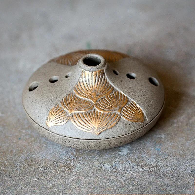 Hand-painted Ceramic Incense Burner Indoor Incense Coil Stove/tea Room/Yoga Meditation/Soothing Purification Aromatherapy Tool