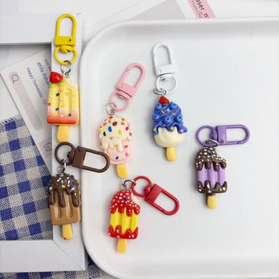 Strawberry Chocolate Ice Cream Popsicle Keychain - Fun Cartoon Pendant for Backpack