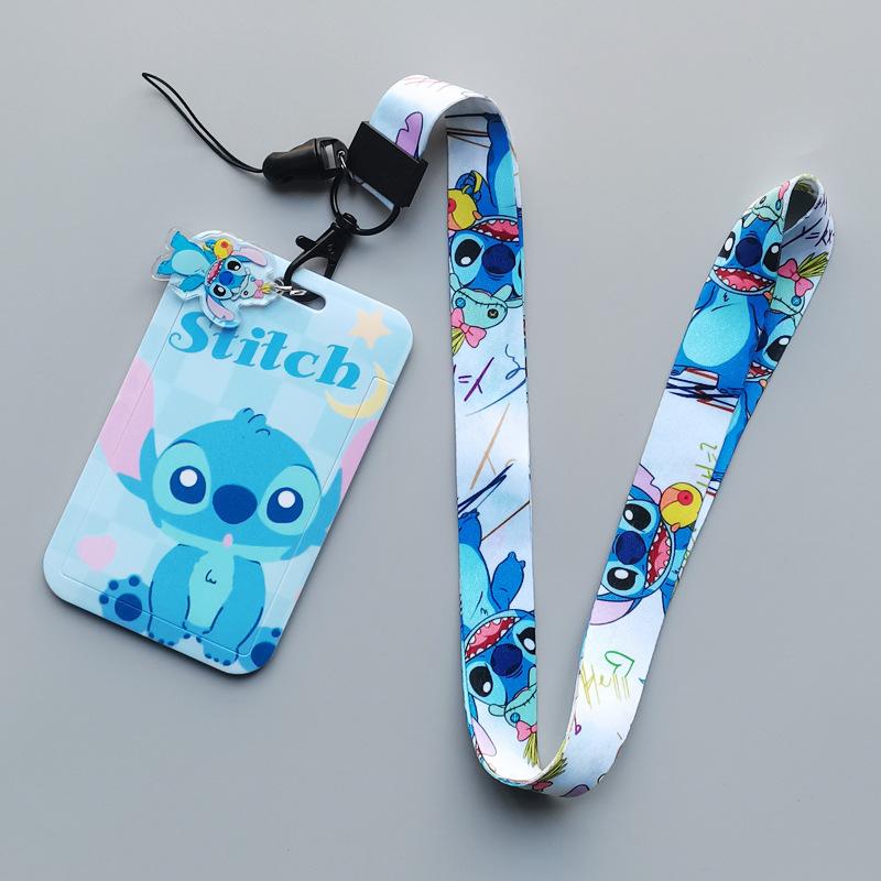 New Stitch Card Holder Anti-lost Cartoon Neck Strap Card Holder Nd Girls Toy Lanyard Badge Clip Present High Quality