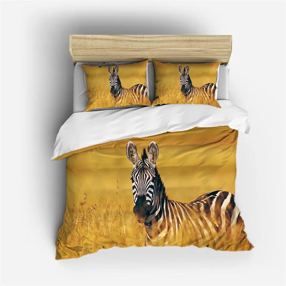 3D Animal Bedding Set Quilt Cover Zebra Pattern Duvet Cover With Pillowcases Full Queen King Soft Comforter Cover Home Textile
