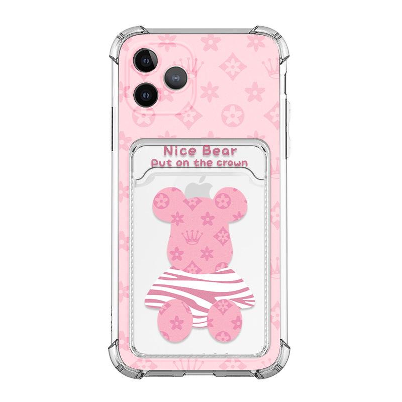 

Чехол-держатель для карт Zhitai Bear Pattern для iPhone 15 Pro, подходит для iPhone 14 и 6/7/8 Plus iPhone 13