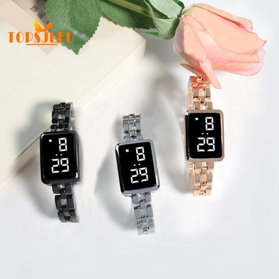 Damski zegarek LED o wyjątkowym kunszcie: Kwadratowa tarcza, cyfrowy wyświetlacz, obsługa dotykowa, precyzyjny czas – stylowy dodatek do biżuterii